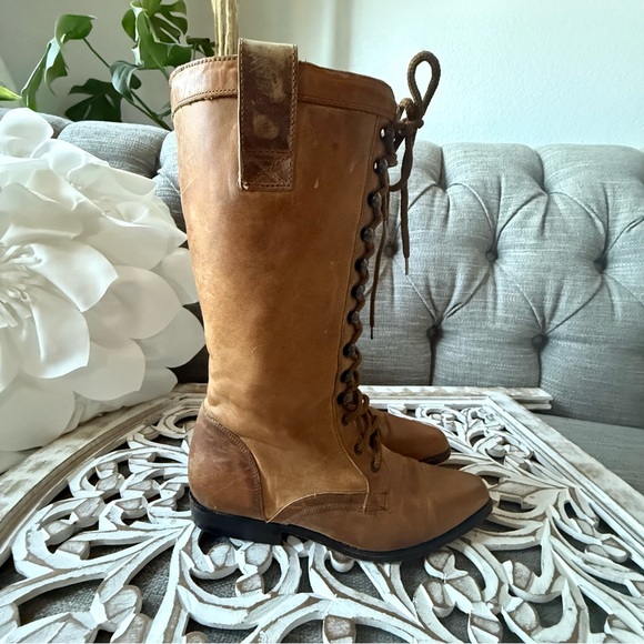 Seychell Brown Leather Lace Up Boots Women’s 5.5 - Picture 8 of 10